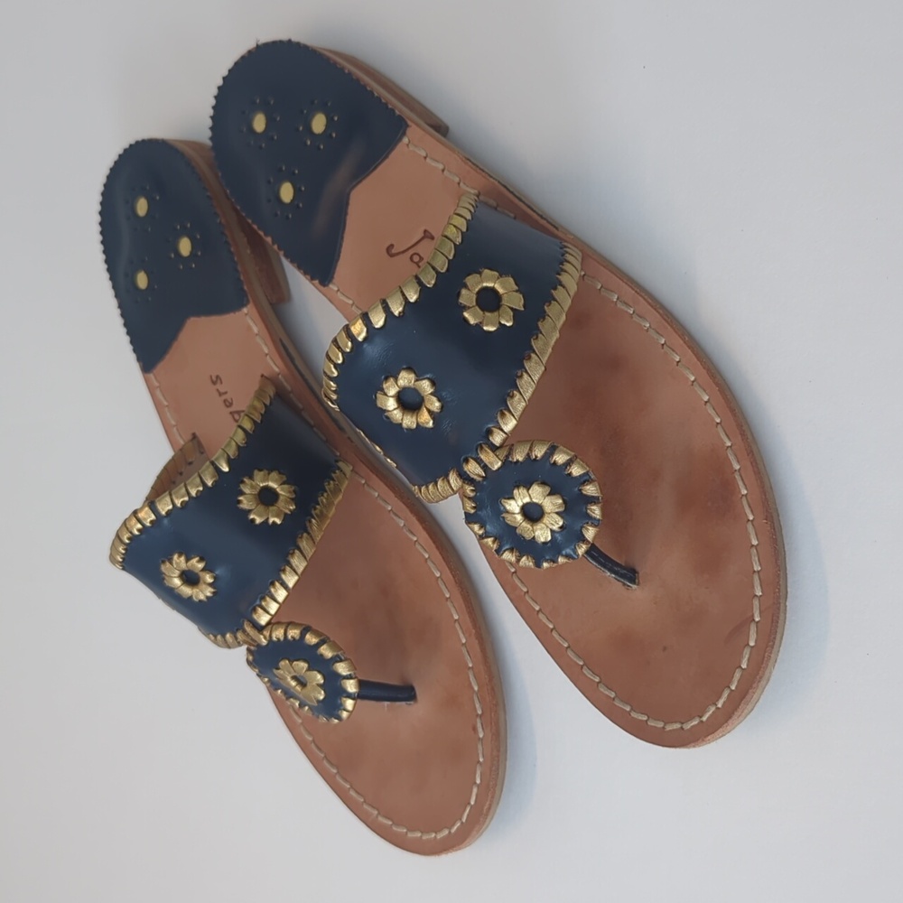 Jack Rogers Nantucket Gold Sandal in Midnight and Gold Navy Gold size 9 - Picture 8 of 14